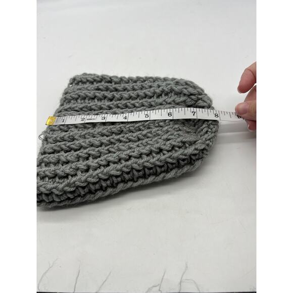 Chunky Knit Open Weave Gray Grey Beanie Knit Hat Outdoors Unisex XS - Picture 7 of 8